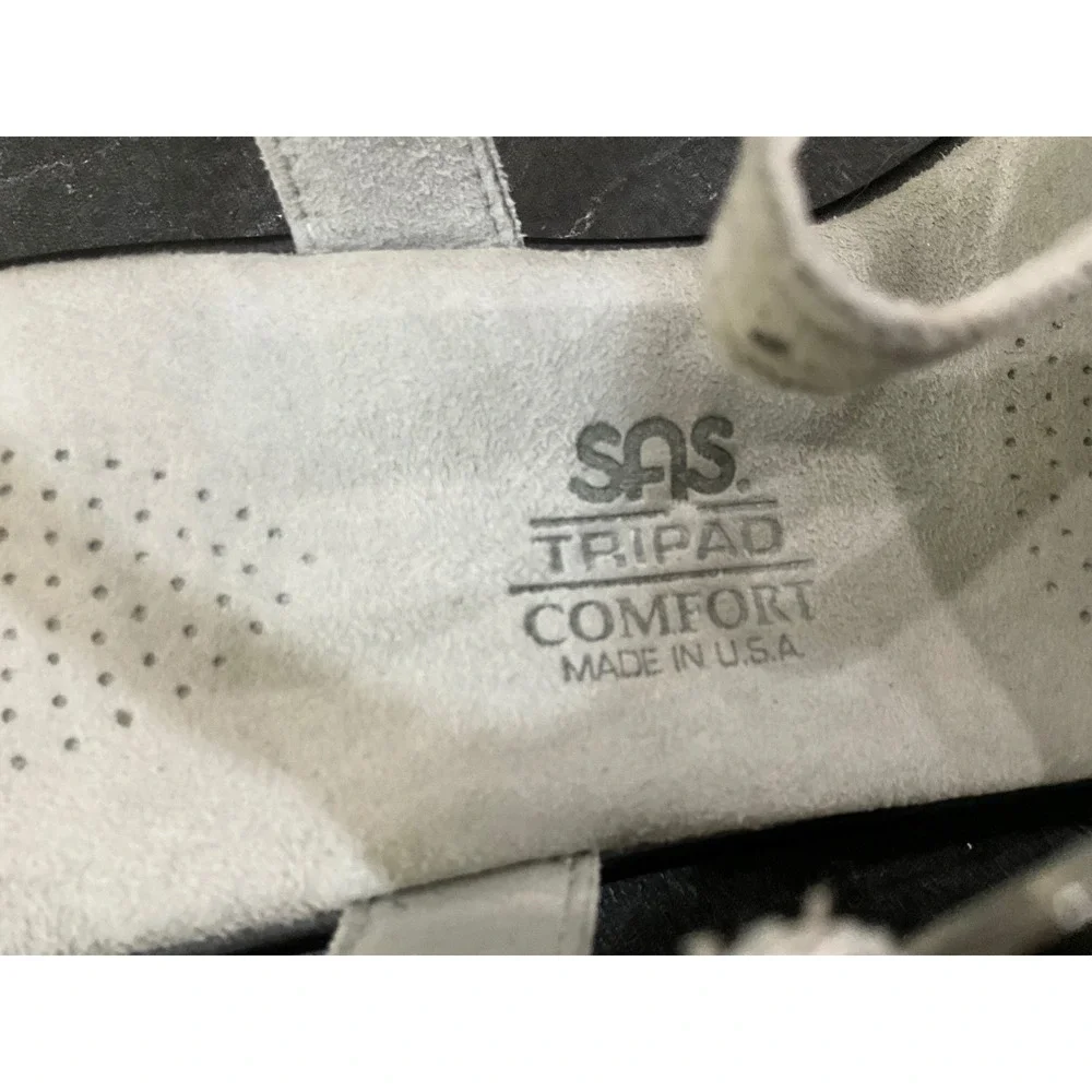 SAS Tripad Comfort Womens White Leather T-Strap Wedge Sandals Made in USA 8.5M